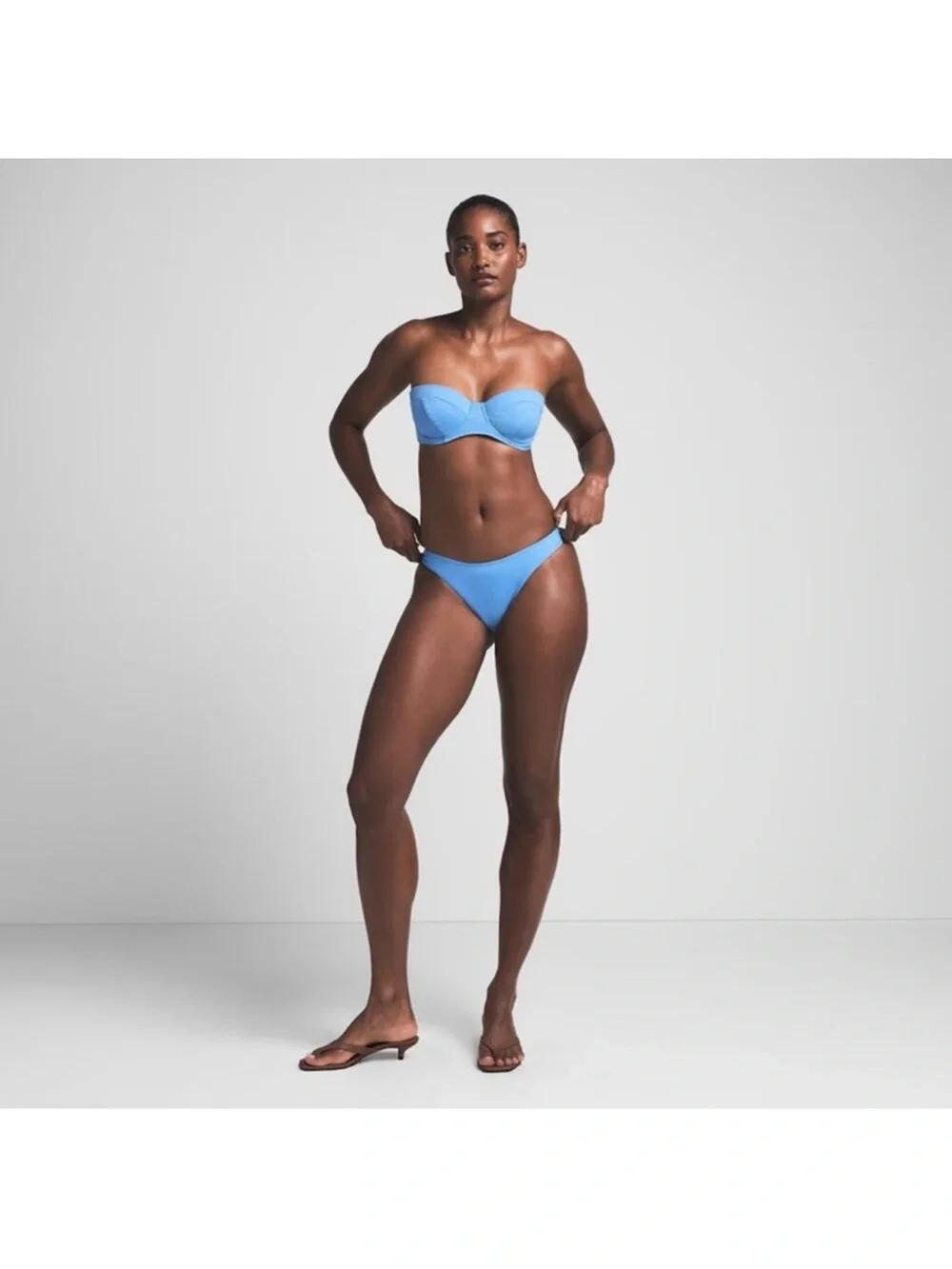 Skims Signature Swim Dipped Mid Coverage Bottom Tide Medium